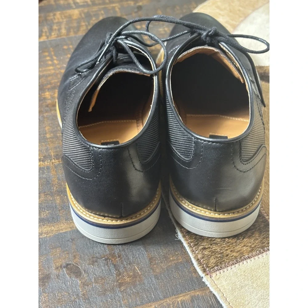 Steve Madden Bader Oxford Shoes 10.5 Black Leather Lace Up Dress Formal